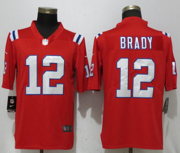 Men New England Patriots #12 Brady Red Vapor Untouchable Player Nike Limited NFL Jerseys->new england patriots->NFL Jersey